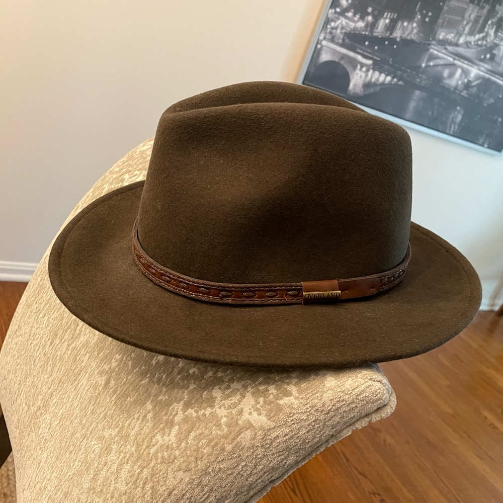 Overland Pinnacle Wool Felt Dark Green Hat with Leather Band.